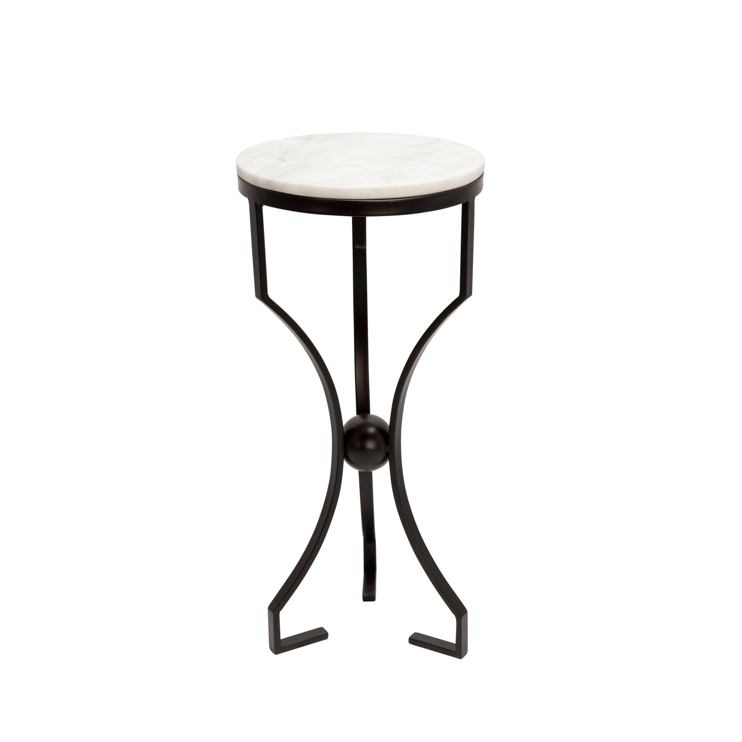 Metal / Marble Hourglass Shaped Legs Table - Black