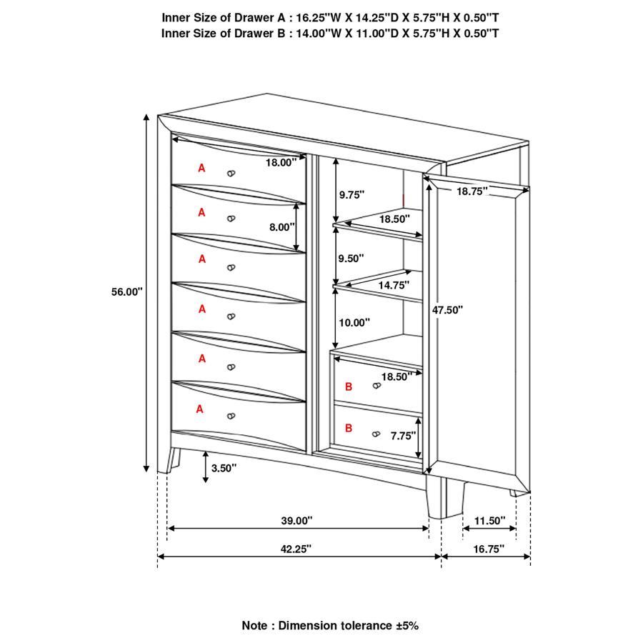 Phoenix - 6-Drawer Man's Chest - Brown