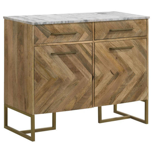 Keaton - 2-door Accent Cabinet With Geometric Patterrn - Light Brown