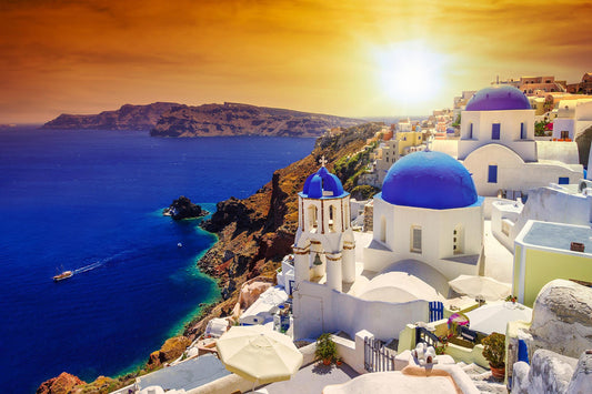 Tempered Glass With Foil - Santorini Sunset -  Blue