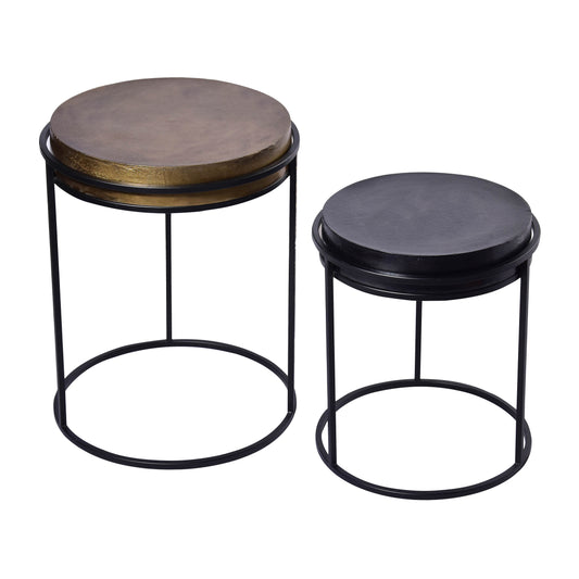 Metal (Set of 2) 16X18"/19X23" Nested Round Side Tables