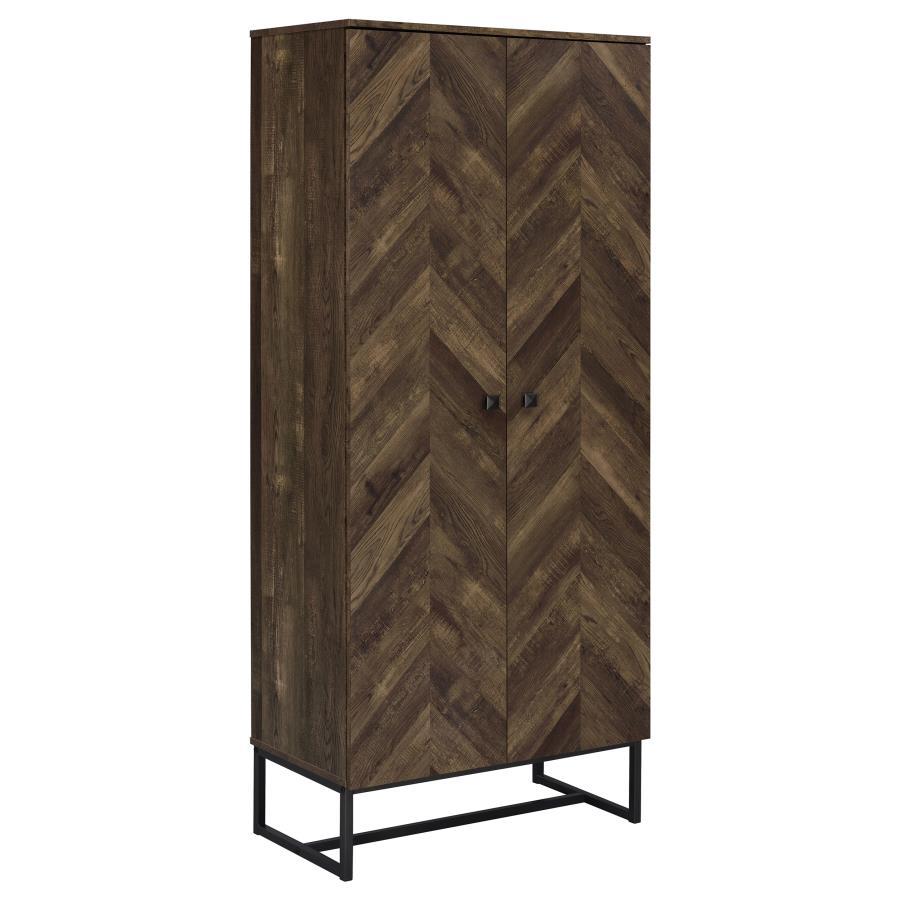 Carolyn - Accent Cabinet With Herringbone - Pattern - Brown