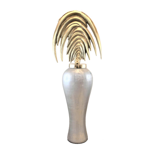 Glass 51" Mid- Century Floor Vase - Gray/Gold Kd