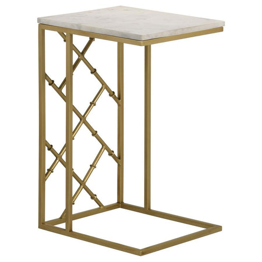 Angeliki - C-shape Accent Table - White And Yellow