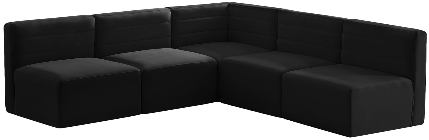 Quincy - Modular Sectional -5 pcs. Black  Velvet Modern & Contemporary