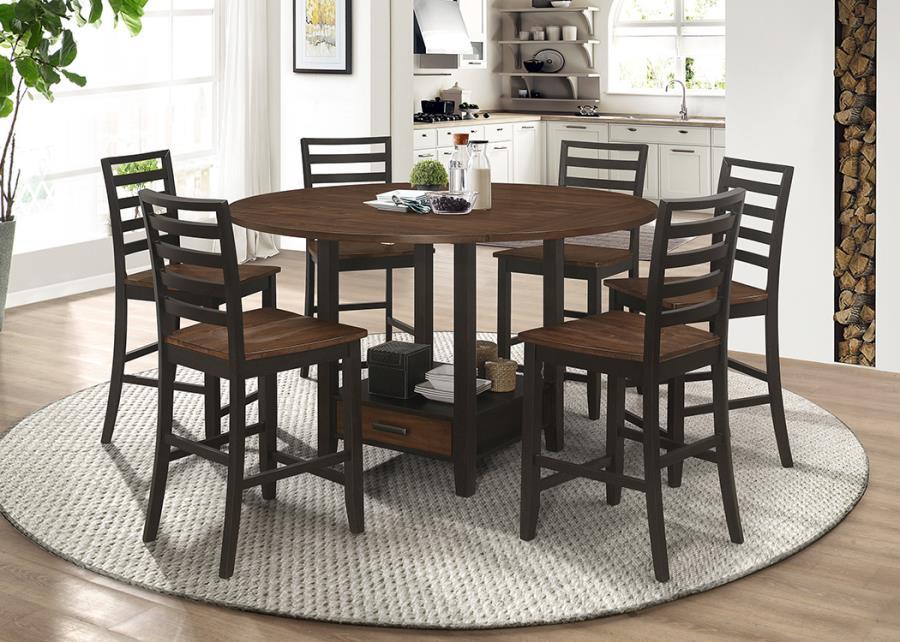 Sanford - 7 Piece Dining Room Set (Counter Height) - Dark Brown