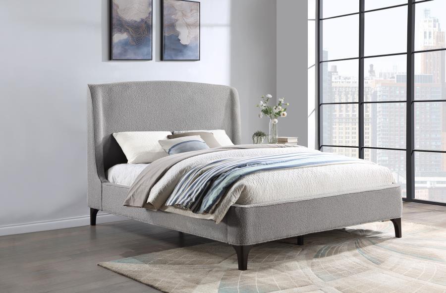 Queen Bed - Pearl Silver and White