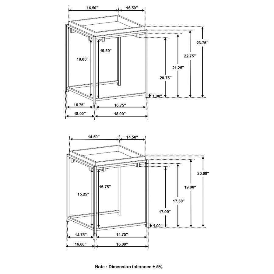 2 Pieces Nesting Tables - Gold