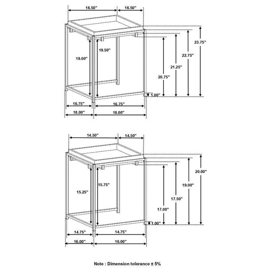 2 Pieces Nesting Tables - Gold