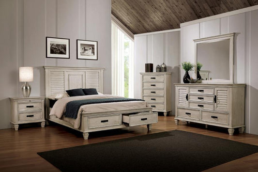 Franco - 4 Piece Eastern King Storage Bedroom Set - White