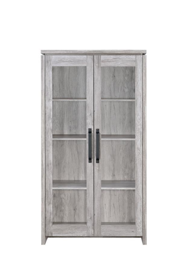 Alejo - 2-Door Tall Cabinet - Pearl Silver