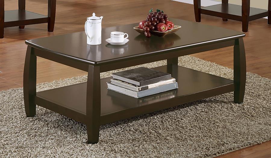 Dixon - Rectangular Coffee Table With Lower Shelf - Brown