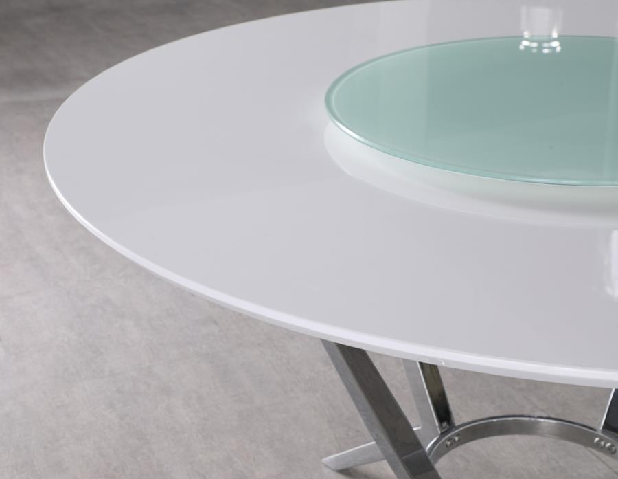 Abby - Round Dining Table With Lazy Susan - Silver