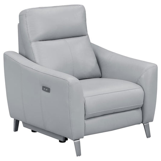 Derek - Power Recliner - Pearl Silver