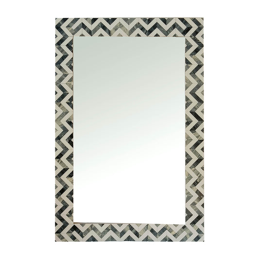 Resin Chevron Rect Mirror 24 x 36" - Gray / White