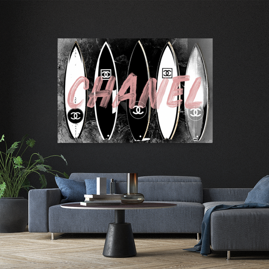 Surfboard coco tempered glass wall art