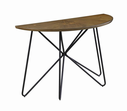 Brinnon - Semicircle Sofa Table - Dark Brown And Black