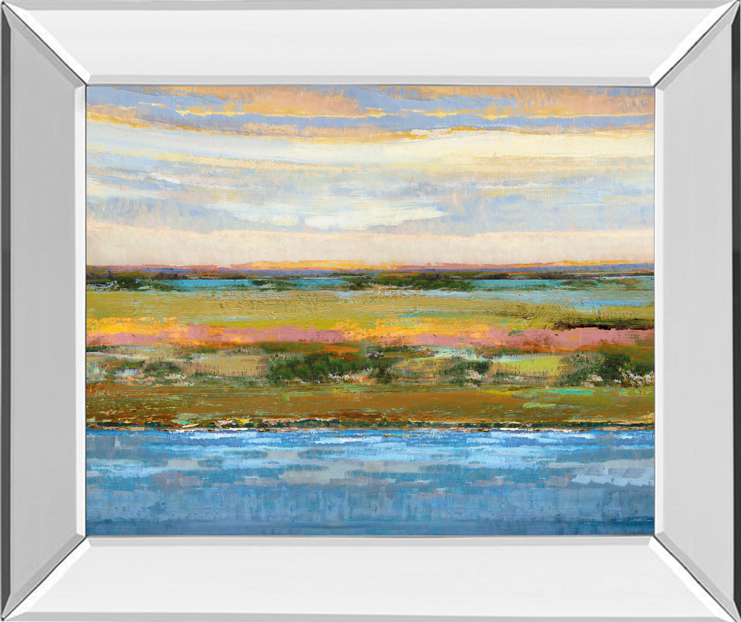 Flatland Contemplation By Mark Chandon - Mirror Framed Print Wall Art - Blue