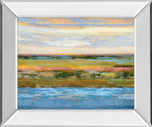 Flatland Contemplation By Mark Chandon - Mirror Framed Print Wall Art - Blue