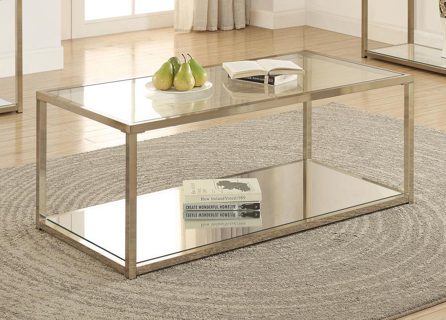 Cora - Coffee Table With Mirror Shelf - Yellow