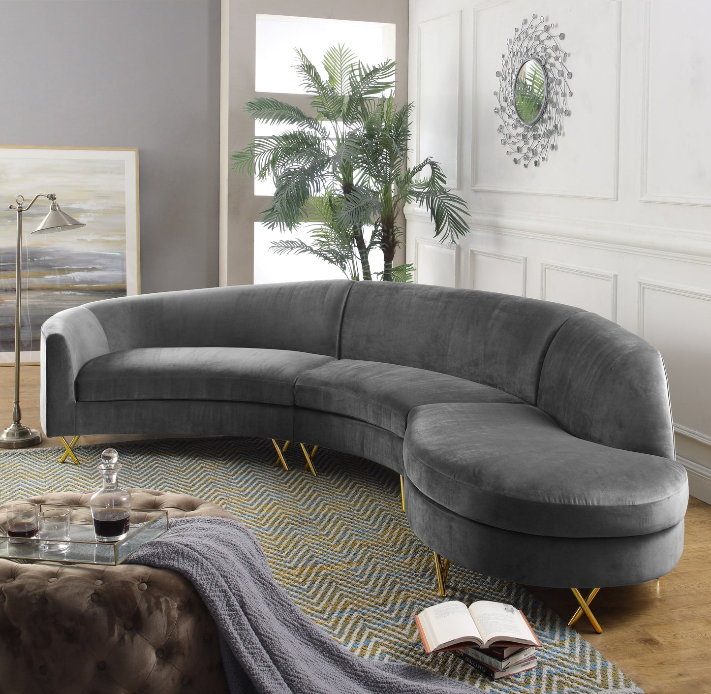 Serpentine Velvet 3 piece - Sectional