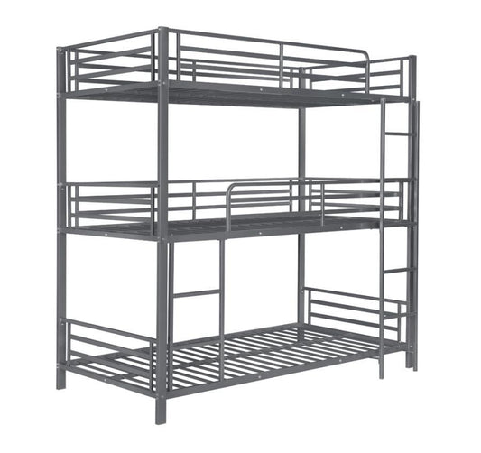 Maynard - Metal Triple Twin Bunk Bed - Gray