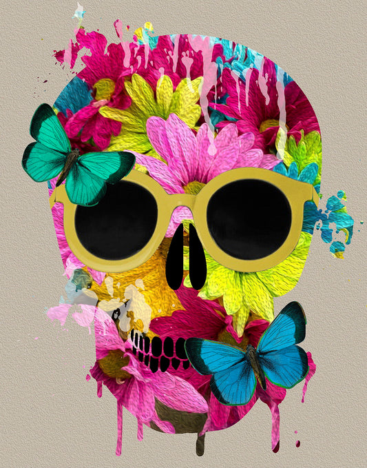 Framed Small - Floral Skull By Daniela Santiago