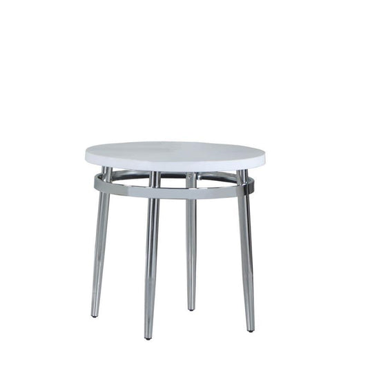 Avilla - Round End Table - Pearl Silver