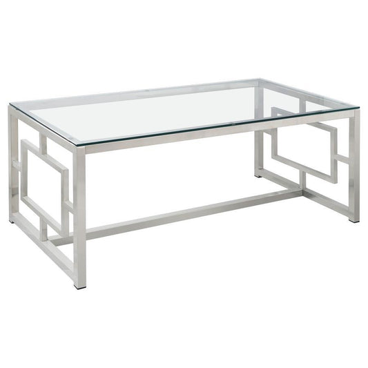 Merced - Rectangle Glass Top Coffee Table - Beige