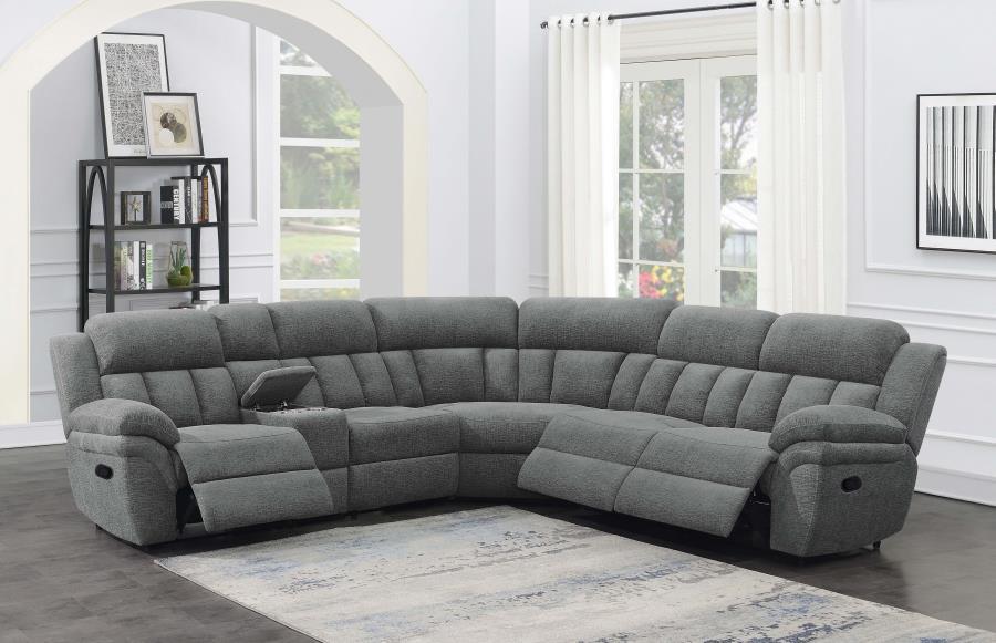 Bahrain - 6-piece Upholstered Motion Sectional - Gray