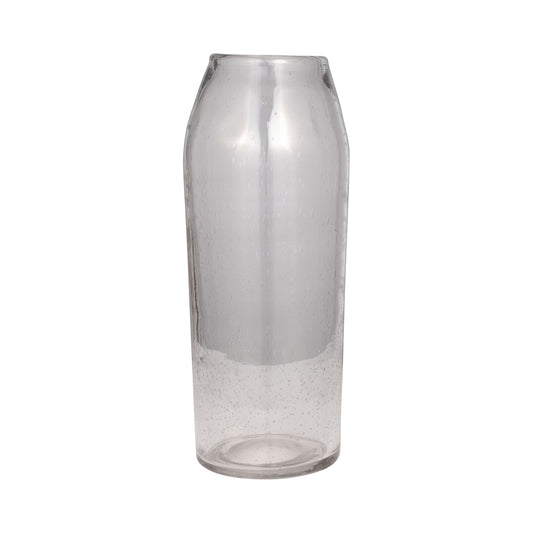 Glass Floor Vase 19" - Bubble Clear