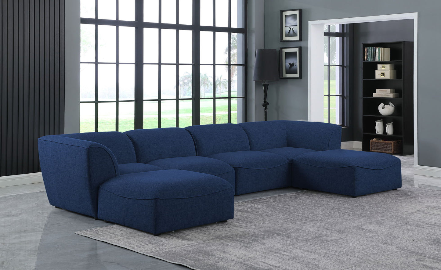 Miramar - Modular Sectional 6 Piece - Navy - Fabric - Modern & Contemporary