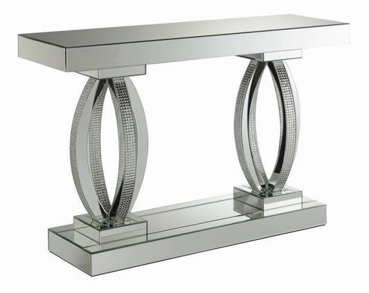 Amalia - Rectangular Sofa Table With Shelf - Pearl Silver