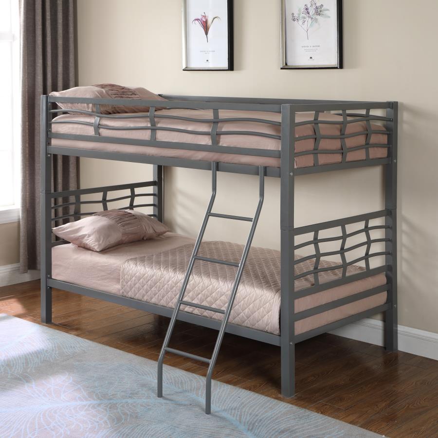 Fairfax - Twin over Twin Bunk Bed With Ladder - Gray