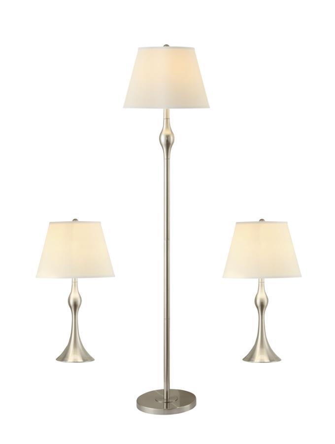 Griffin - 3-piece Slender Lamp Set - Pearl Silver