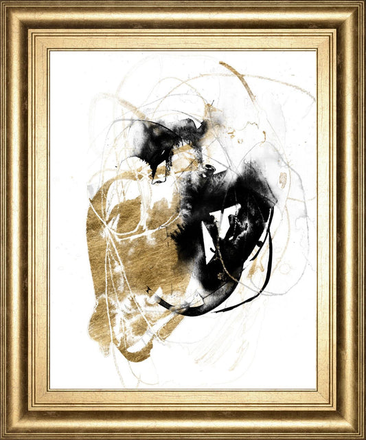 Black & Gold Splash III By Jennifer Goldberger 22x26 - Black