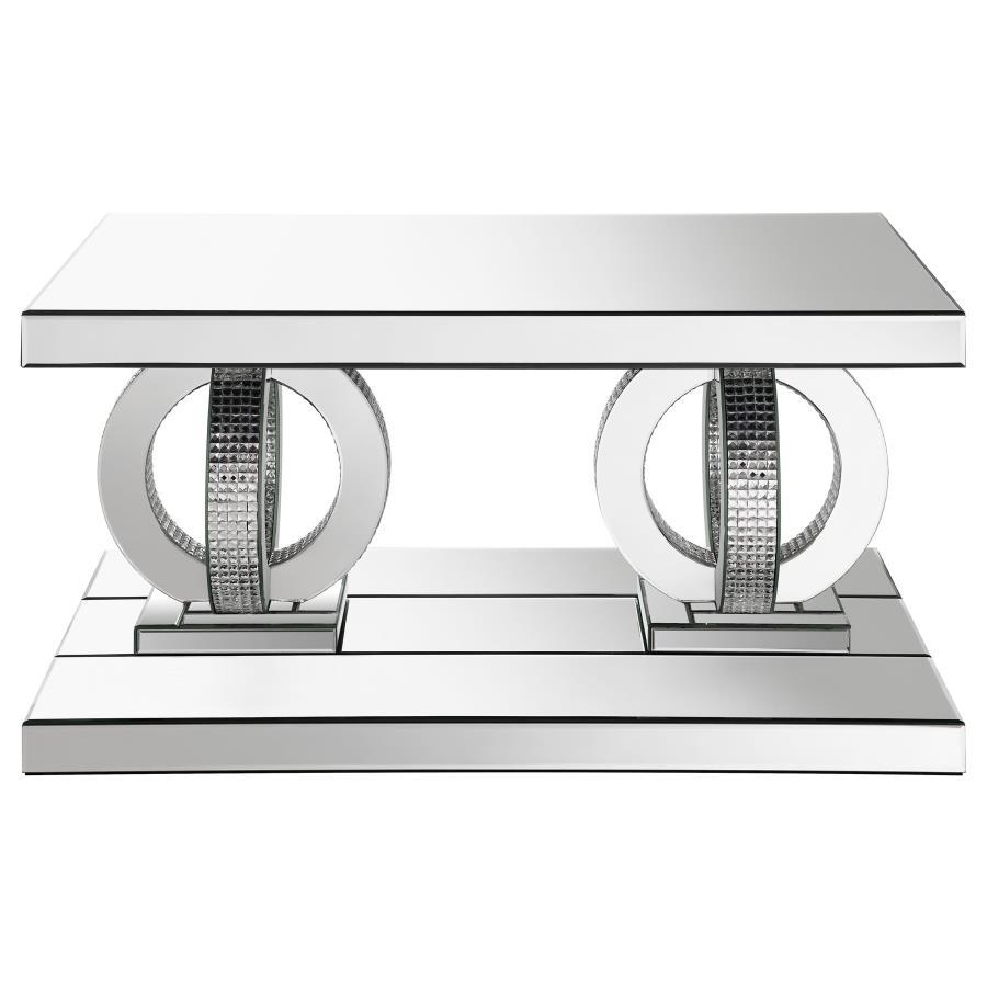 Breena - Coffee Table Dual Rings Base - Pearl Silver