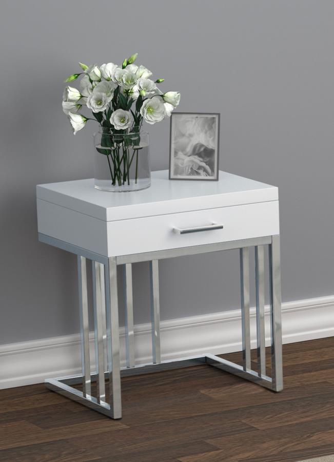 Dalya - 1-Drawer Rectangular End Table - White