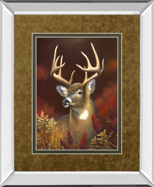 Deer Portrait By Leo Stans Double Matted - Mirror Framed Print Wall Art - Red