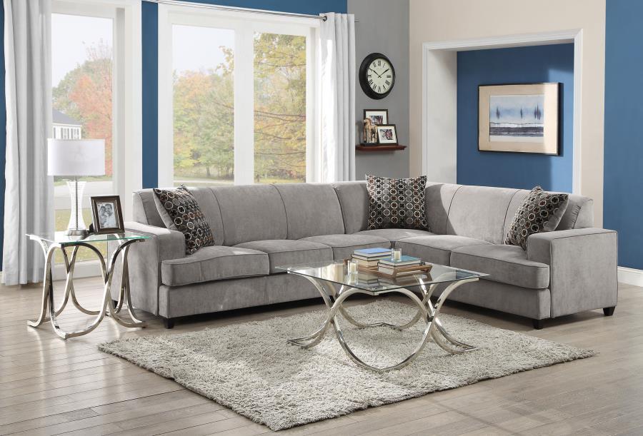 Tess - L-shape Sleeper Sectional - Pearl Silver