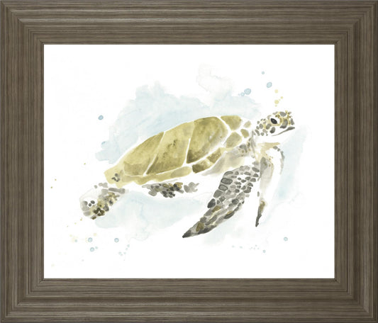 Watercolor Sea Turtle Study I By June Erica Vess 22x26 - Dark Green