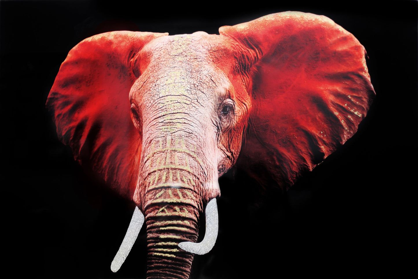 Temp Glass With Foil & Rhinestones - Elephant Red