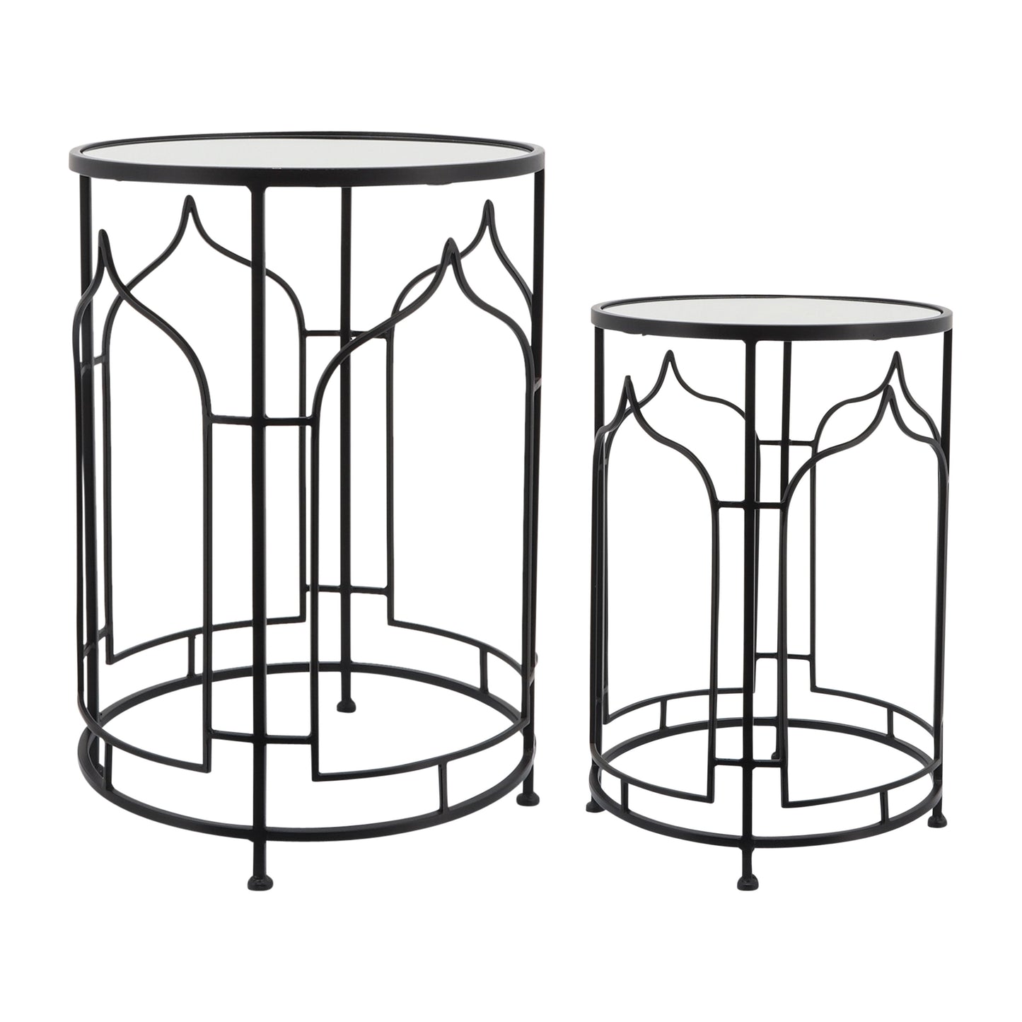 Metal Side Tables 21 / 23" (Set of 2) - Black