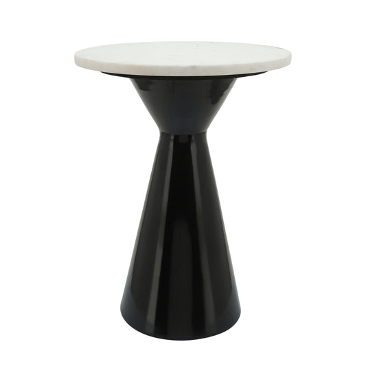 Metal / Marble End Table 18" - Black / White