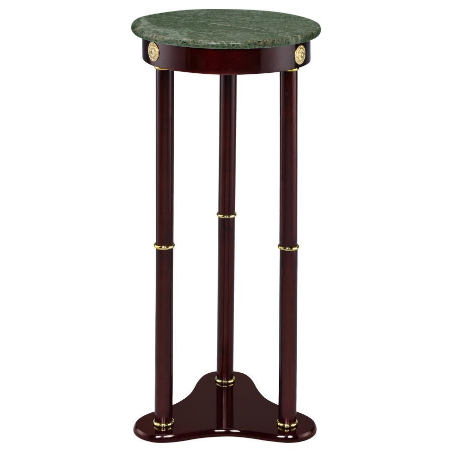 Edie - Round Marble Top Accent Table - Brown