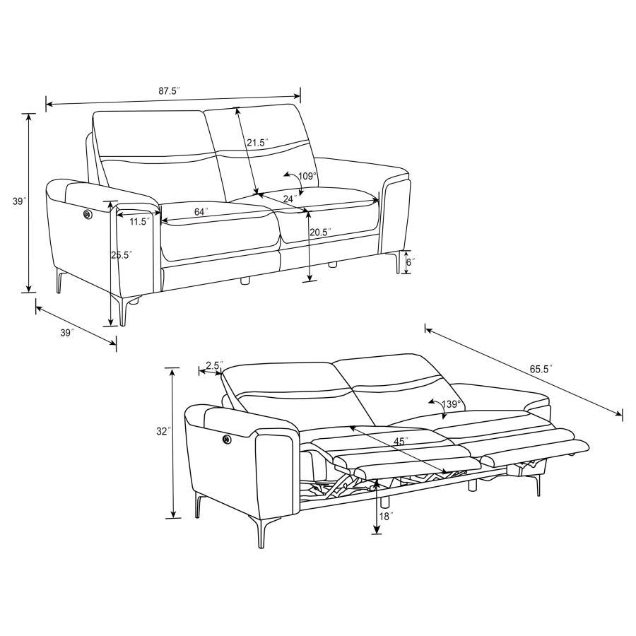 Largo - Power Reclining Sectional - White