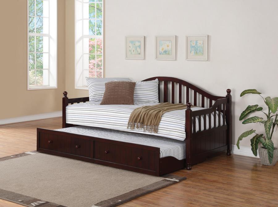 Julie Ann - Arched Back Twin Day Bed With Trundle - Brown