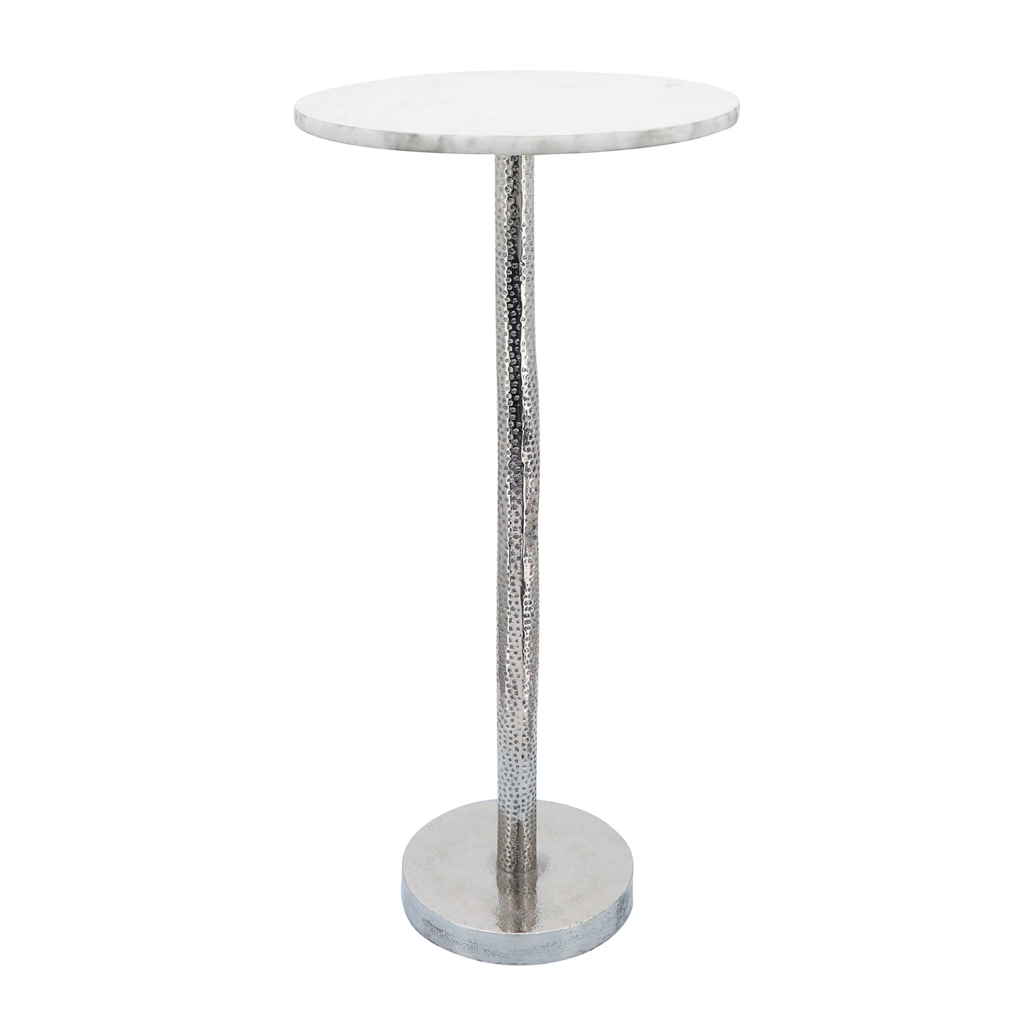 Metal Round Drink Table 24" - Flat Base - Silver