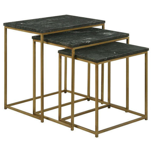 Caine - 3 Piece Marble Top Nesting Tables - Green