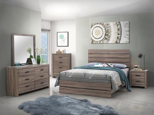 Brantford - 5 Piece Queen Panel Bedroom Set - Light Brown